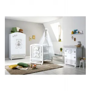 Βρεφικό κρεβάτι Pali Teddy Bear White-Warm Grey για στρώμα 126x64cm | Βρεφικά Κρεβάτια στο Fatsules