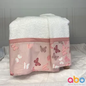 Σετ πετσέτες Abo 2τμχ Butterfly Ροζ | Προίκα Μωρού - Λευκά είδη στο Fatsules