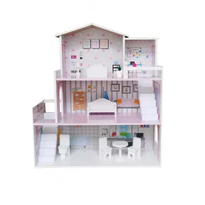 Ξύλινο Κουκλόσπιτο με έπιπλα Ροζ FreeOn | Παιχνίδια Μίμησης - Κουκλόσπιτα στο Fatsules