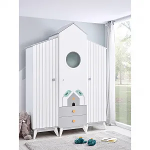 Παιδική Τρίφυλλη Ντουλάπα Bebe Stars Bird House White | Βρεφικό και παιδικό Δωμάτιο  στο Fatsules