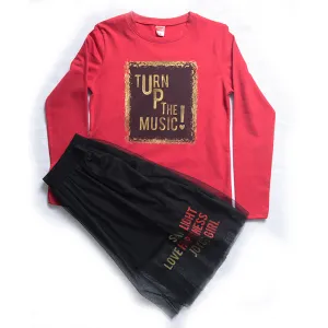 Σετ Μπλούζα με Φούστα Joyce Turn Up Κόκκινο | Φορέματα - Φούστες - Τσάντες στο Fatsules