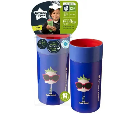 Εκπαιδευτικό κύπελλο Tommee Tippee 360 με λαβές 300ml 12m+ Blue | Θερμός υγρών και παγουρίνα στο Fatsules