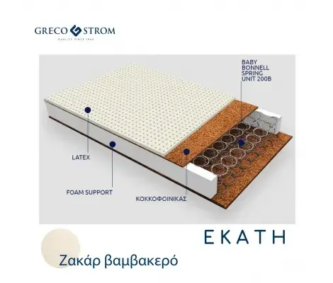 Παιδικό στρώμα Greco Strom Εκάτη Ζακάρ Βαμβακερό 90x190cm | Βρεφικό Δωμάτιο  στο Fatsules