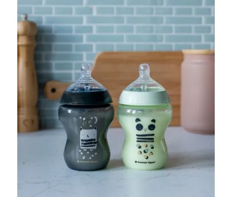 Tommee Tippee Πλαστικό Μπιμπερό με Θηλή Σιλικόνης 260ml Panda & Owl 2τμχ για 0+ μηνών | Μπιμπερό - Θηλές στο Fatsules