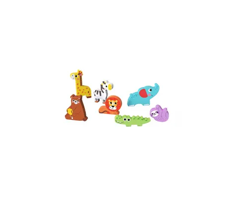 Ξύλινο παιδικό puzzle Σφηνώματα Ζώα Ζούγκλας 7pcs Cangaroo Tooky Toys | Παιδικά παιχνίδια στο Fatsules