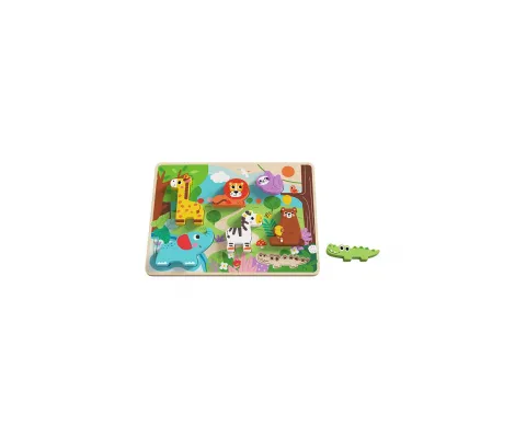 Ξύλινο παιδικό puzzle Σφηνώματα Ζώα Ζούγκλας 7pcs Cangaroo Tooky Toys | Παιδικά παιχνίδια στο Fatsules