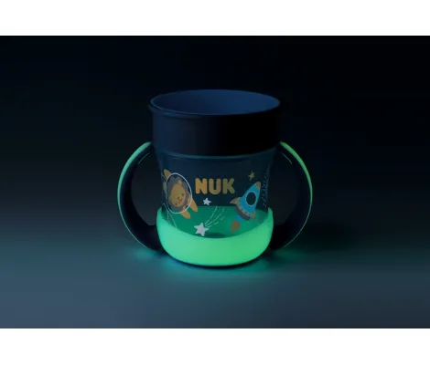 Nuk Mini Magic Cup Night Εκπαιδευτικό Ποτηράκι με Χείλος & Καπάκι 6m+ Γαλάζιο | Θερμός υγρών και παγουρίνα στο Fatsules