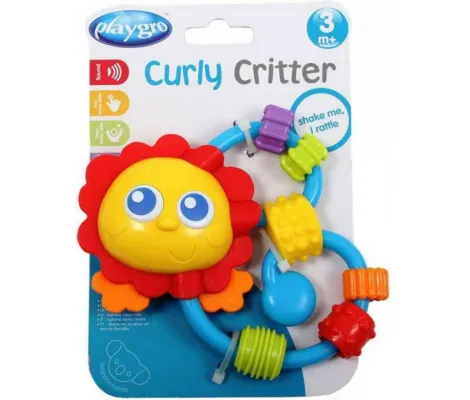 Playgro Curly Critter κουδουνίστρα μασητικό Λιοντάρι 3m+ | Βρεφικές Κουδουνίστρες - Μασητικά στο Fatsules