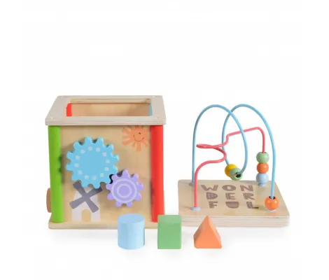 Moni ξύλινος εκπαιδευτικός κύβος Activity Cube | Παιδικά παιχνίδια στο Fatsules