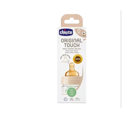 Μπιμπερό γυάλινο Chicco Original Touch 150ml με θηλή καουτσούκ | Βρεφανάπτυξη στο Fatsules