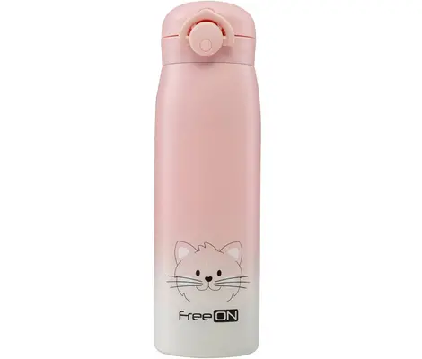 Ανοξείδωτο Θερμός FreeOn Kitty Pink 480ml 380692 | Θερμός υγρών και παγουρίνα στο Fatsules