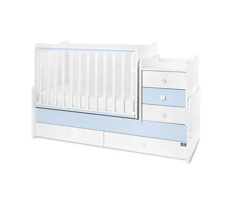 Πολυμορφικό Κρεβάτι Lorelli Maxi Plus 70x160 White/Baby Blue 0580039 + Δώρο 35€ | Βρεφικά προεφηβικά κρεβάτια στο Fatsules