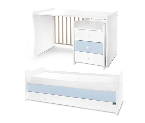 Πολυμορφικό Κρεβάτι Lorelli Maxi Plus 70x160 White/Baby Blue 0580039 + Δώρο 35€ | Βρεφικά προεφηβικά κρεβάτια στο Fatsules