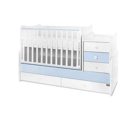 Πολυμορφικό Κρεβάτι Lorelli Maxi Plus 70x160 White/Baby Blue 0580039 + Δώρο 35€ | Βρεφικά προεφηβικά κρεβάτια στο Fatsules