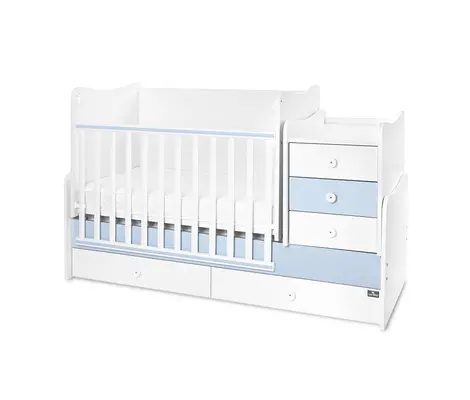 Πολυμορφικό Κρεβάτι Lorelli Maxi Plus 70x160 White/Baby Blue 0580039 + Δώρο 35€ | Βρεφικά προεφηβικά κρεβάτια στο Fatsules