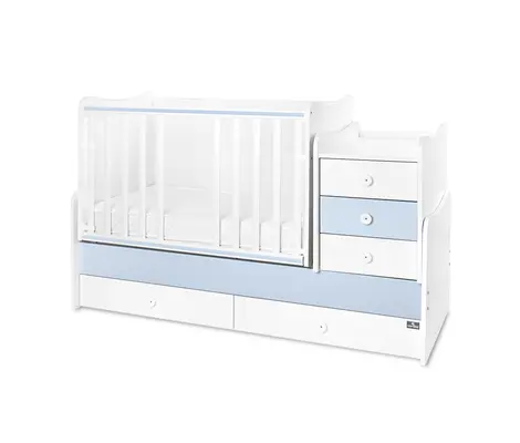 Πολυμορφικό Κρεβάτι Lorelli Maxi Plus 70x160 White/Baby Blue 0580039 + Δώρο 35€ | Βρεφικά προεφηβικά κρεβάτια στο Fatsules