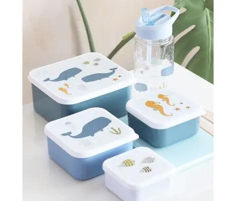 Δοχεία Φαγητού A Little Lovely Company Σετ 4τμχ Lunch & Snack Box Ocean | ΚΑΛΟΚΑΙΡΙΝΑ στο Fatsules