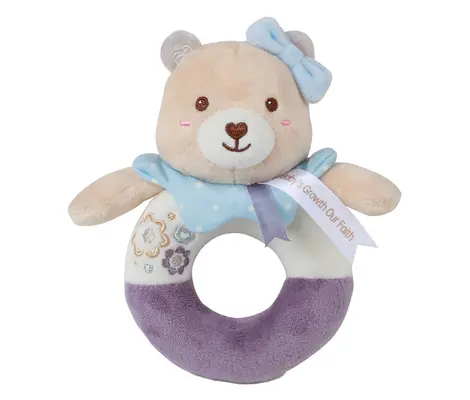 Κουδουνίστρα Bebe Stars Teddy Flower Rattle Ring Μαλακή | Βρεφικά παιχνίδια έως 18 μηνών στο Fatsules