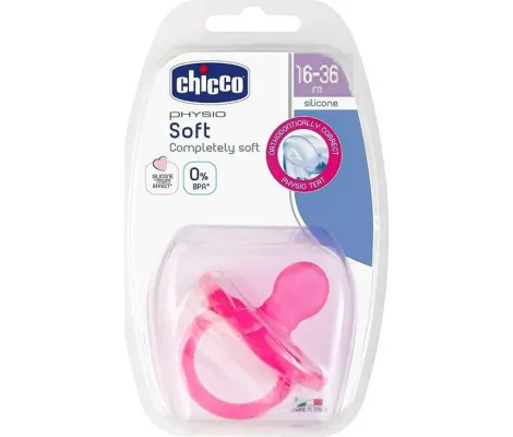 Chicco Πιπίλα Όλο Σιλικόνη Physio Soft 16-36m+ Pink | Πιπίλες στο Fatsules