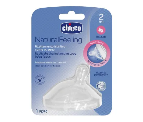 Chicco Θηλή Σιλικόνης Natural Feeling Μέτρια Ροή 2m+ (1Τμχ.) | Μπιμπερό - Θηλές στο Fatsules