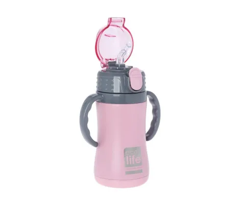 Ανοξείδωτος μεταλλικός θερμός Ecolife 300ml Pink | Παγούρια - Θερμός στο Fatsules