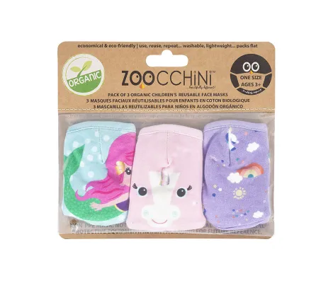 Σετ 3 παιδικές μάσκες Zoocchini Unicorn Multi για ηλικίες 3 έως 6 ετών | Παιδικά Ρούχα - Παπούτσια στο Fatsules