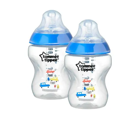 Σετ 2 τεμ. Πλαστικό μπιμπερό 260ml Tommee Tippee Closer to Nature Μικρής Ροής Μπλε | Μπιμπερό - Θηλές στο Fatsules